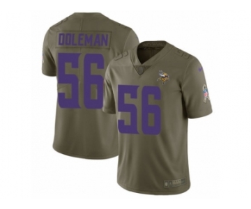 Men Nike Minnesota Vikings #56 Chris Doleman Limited Olive 2017 Salute to Service NFL Jersey