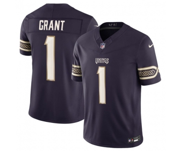 Men's Minnesota Vikings #1 Bud Grant Deep Purple 2026 F.U.S.E. Rivalries Collection Limited Football Stitched Jersey