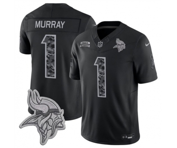 Men's Minnesota Vikings #1 Kyler Murray Black 2026 F.U.S.E. Salute to Service Limited Football Stitched Jersey