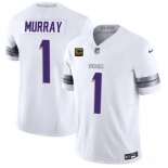 Men's Minnesota Vikings #1 Kyler Murray White 2026 F.U.S.E. 4-Star C Patch Winter Warrior Limited Football Stitched Jersey Men's Minnesota Vikings #1 Kyler Murray White 2026 F.U.S.E. 4-Star C Patch Winter Warrior Limited Football Stitched Jersey