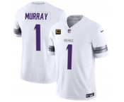 Men's Minnesota Vikings #1 Kyler Murray White 2026 F.U.S.E. 4-Star C Patch Winter Warrior Limited Football Stitched Jersey Men's Minnesota Vikings #1 Kyler Murray White 2026 F.U.S.E. 4-Star C Patch Winter Warrior Limited Football Stitched Jersey