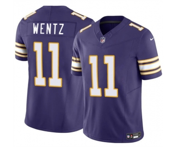 Men's Minnesota Vikings #11 Carson Wentz Purple 2025 F.U.S.E. Throwback Vapor Untouchable Limited Football Stitched Jersey