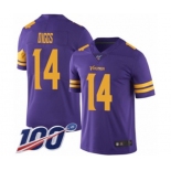 Men's Minnesota Vikings #14 Stefon Diggs Limited Purple Rush Vapor Untouchable 100th Season Football Jersey