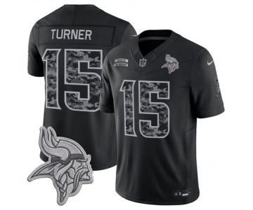 Men's Minnesota Vikings #15 Dallas Turner Black 2026 F.U.S.E. Salute to Service Limited Football Stitched Jersey
