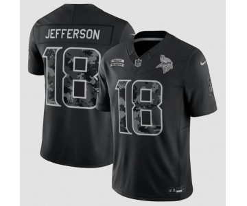 Men's Minnesota Vikings #18 Justin Jefferson Black 2026 F.U.S.E. Salute to Service Limited Football Stitched Jersey
