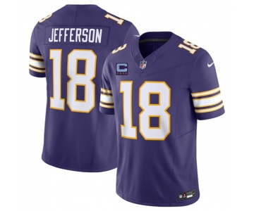 Men's Minnesota Vikings #18 Justin Jefferson Purple 2026 F.U.S.E. Throwback With 4-Star C Patch Vapor Untouchable Limited Football Stitched Jersey