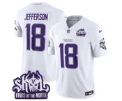 Men's Minnesota Vikings #18 Justin Jefferson White 2025 F.U.S.E. Winter Warrior Skol Patch Vapor Limited Football Stitched Jersey
