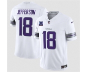 Men's Minnesota Vikings #18 Justin Jefferson White 2026 F.U.S.E. With 4-Star C Patch Winter Warrior Limited Football Stitched Jersey Men's Minnesota Vikings #18 Justin Jefferson White 2026 F.U.S.E. With 4-Star C Patch Winter Warrior Limited Football Stitched Jersey