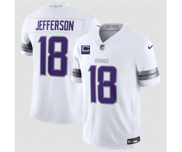 Men's Minnesota Vikings #18 Justin Jefferson White 2026 F.U.S.E. With 4-Star C Patch Winter Warrior Limited Football Stitched Jersey