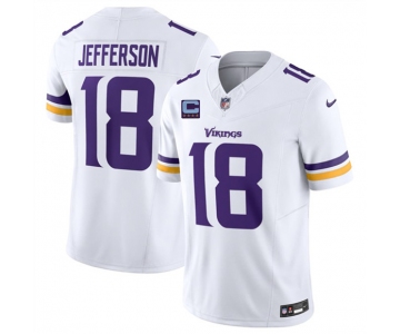 Men's Minnesota Vikings #18 Justin Jefferson White 2026 F.U.S.E. With 4-star C Patch Vapor Untouchable Limited Football Stitched Jersey