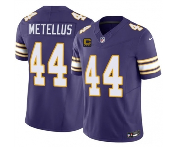 Men's Minnesota Vikings #44 Josh Metellus Purple 2026 F.U.S.E. 4-Star C Patch Vapor Untouchable Throwback Limited Football Stitched Jersey