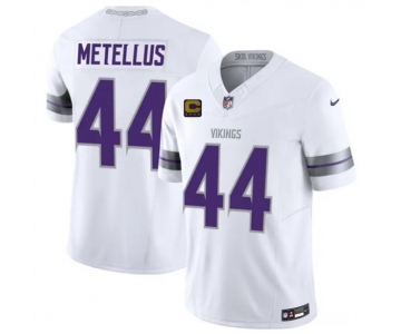 Men's Minnesota Vikings #44 Josh Metellus White 2026 F.U.S.E. 4-Star C Patch Winter Warrior Limited Football Stitched Jersey