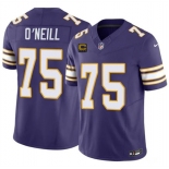 Men's Minnesota Vikings #75 Brian O'Neill Purple 2026 F.U.S.E. 4-Star C Patch Vapor Untouchable Throwback Limited Football Stitched Jersey