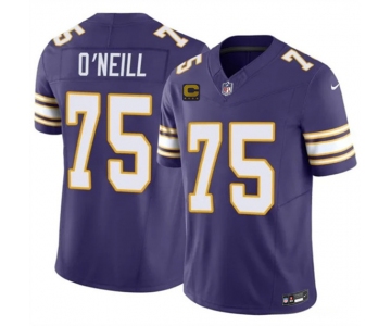 Men's Minnesota Vikings #75 Brian O'Neill Purple 2026 F.U.S.E. 4-Star C Patch Vapor Untouchable Throwback Limited Football Stitched Jersey