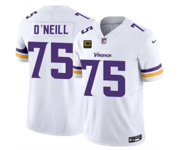 Men's Minnesota Vikings #75 Brian O'Neill White 2026 F.U.S.E. 4-Star C Patch Vapor Untouchable Limited Football Stitched Jersey