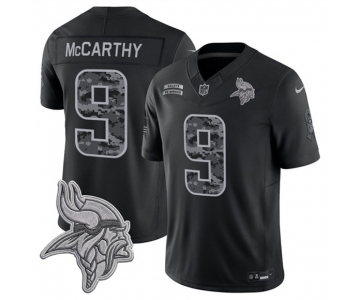 Men's Minnesota Vikings #9 J.J. McCarthy Black 2026 F.U.S.E. Salute to Service Limited Football Stitched Jersey