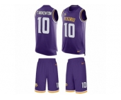 Men's Nike Minnesota Vikings #10 Fran Tarkenton Limited Purple Tank Top Suit NFL Jersey