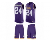 Men's Nike Minnesota Vikings #24 Captain Munnerlyn Limited Purple Tank Top Suit NFL Jersey