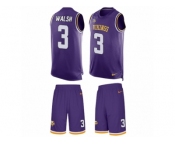 Men's Nike Minnesota Vikings #3 Blair Walsh Limited Purple Tank Top Suit NFL Jersey