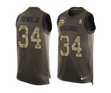 Men's Nike Minnesota Vikings #34 Andrew Sendejo Limited Green Salute to Service Tank Top NFL Jersey