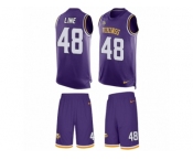 Men's Nike Minnesota Vikings #48 Zach Line Limited Purple Tank Top Suit NFL Jersey