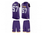 Men's Nike Minnesota Vikings #57 Audie Cole Limited Purple Tank Top Suit NFL Jersey