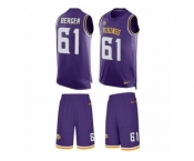 Men's Nike Minnesota Vikings #61 Joe Berger Limited Purple Tank Top Suit NFL Jersey