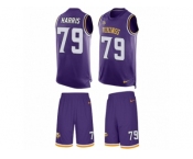 Men's Nike Minnesota Vikings #79 Michael Harris Limited Purple Tank Top Suit NFL Jersey