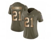 Women Nike Minnesota Vikings #21 Jerick McKinnon Limited Olive Gold 2017 Salute to Service NFL Jersey