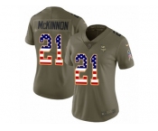 Women Nike Minnesota Vikings #21 Jerick McKinnon Limited Olive USA Flag 2017 Salute to Service NFL Jersey