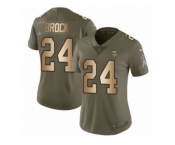 Women Nike Minnesota Vikings #24 Tramaine Brock Limited Olive Gold 2017 Salute to Service NFL Jersey