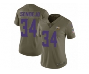 Women Nike Minnesota Vikings #34 Andrew Sendejo Limited Olive 2017 Salute to Service NFL Jersey