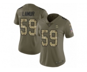 Women Nike Minnesota Vikings #59 Emmanuel Lamur Limited Olive Camo 2017 Salute to Service NFL Jersey