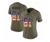 Women Nike Minnesota Vikings #61 Joe Berger Limited Olive USA Flag 2017 Salute to Service NFL Jersey