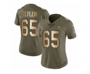 Women Nike Minnesota Vikings #65 Pat Elflein Limited Olive Gold 2017 Salute to Service NFL Jersey