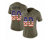Women Nike Minnesota Vikings #80 Cris Carter Limited Olive USA Flag 2017 Salute to Service NFL Jersey