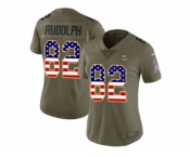 Women Nike Minnesota Vikings #82 Kyle Rudolph Limited Olive USA Flag 2017 Salute to Service NFL Jersey