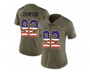 Women Nike Minnesota Vikings #92 Tom Johnson Limited Olive USA Flag 2017 Salute to Service NFL Jersey
