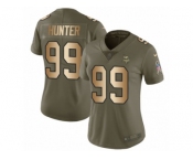 Women Nike Minnesota Vikings #99 Danielle Hunter Limited Olive Gold 2017 Salute to Service NFL Jersey