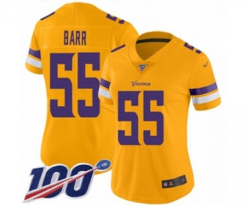 Women's Minnesota Vikings #55 Anthony Barr Limited Gold Inverted Legend 100th Season Football Jersey