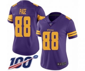 Women's Minnesota Vikings #88 Alan Page Limited Purple Rush Vapor Untouchable 100th Season Football Jersey