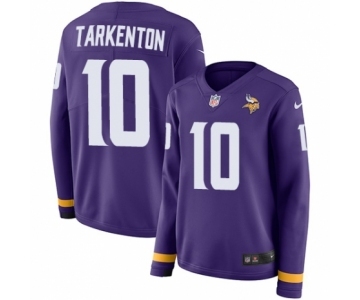 Women's Nike Minnesota Vikings #10 Fran Tarkenton Limited Purple Therma Long Sleeve NFL Jersey