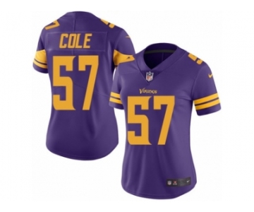 Women's Nike Minnesota Vikings #57 Audie Cole Limited Purple Rush NFL Jersey