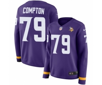 Women's Nike Minnesota Vikings #79 Tom Compton Limited Purple Therma Long Sleeve NFL Jersey