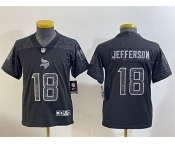 Youth Minnesota Vikings #18 Justin Jefferson Black Reflective Limited Stitched Football Jersey