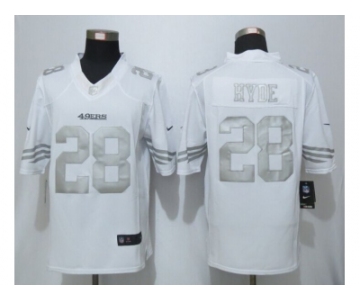 Nike San Francisco 49ers #28 Hyde Platinum White Jerseys(Game)