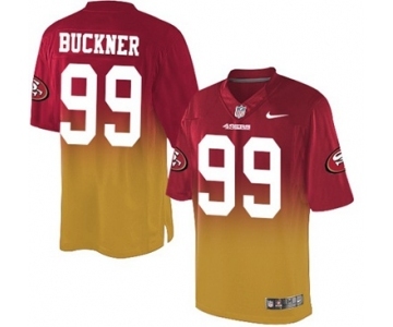 Men's Nike San Francisco 49ers #99 DeForest Buckner Elite Red Gold Fadeaway NFL Jersey