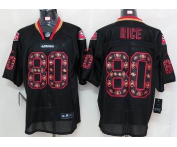 nike nfl jerseys san francisco 49ers #80 jerry rice black[Elite united sideline]
