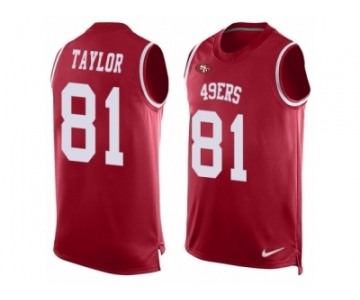 Men Nike San Francisco 49ers #81 Trent Taylor Limited Red Player Name & Number Tank Top NFL Jersey