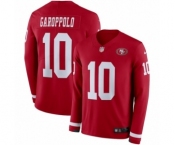 Men's Nike San Francisco 49ers #10 Jimmy Garoppolo Limited Red Therma Long Sleeve NFL Jersey Men's Nike San Francisco 49ers #10 Jimmy Garoppolo Limited Red Therma Long Sleeve NFL Jersey